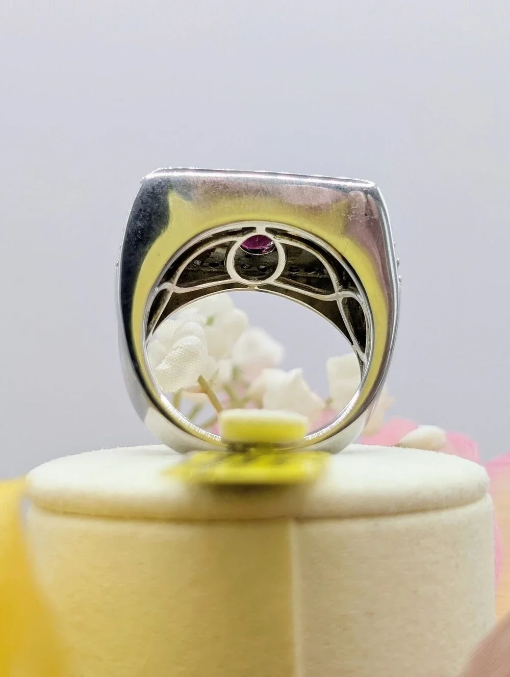 Men's 2ctw Rhodolite Garnet & Cambodian Zircon 925 Silver Ring
